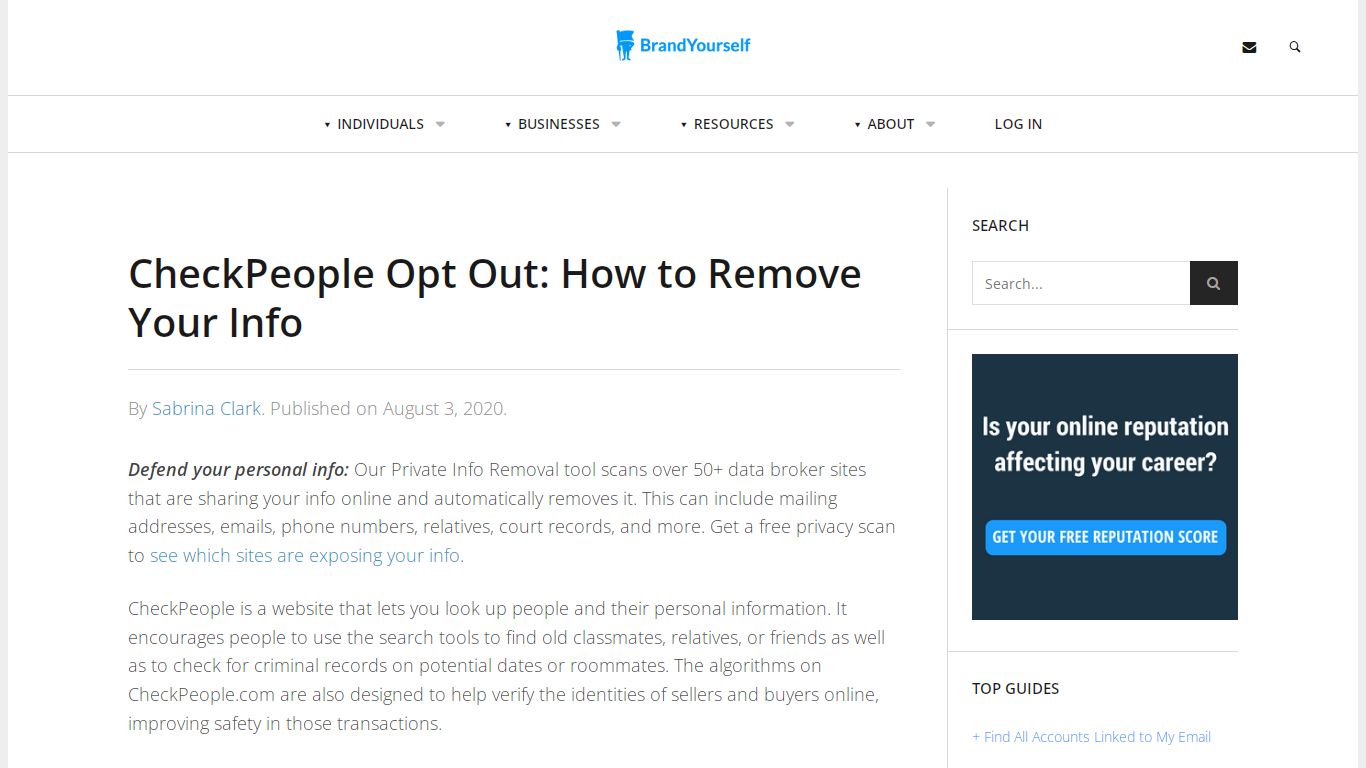 CheckPeople Opt Out: How to Remove Your Info - BrandYourself